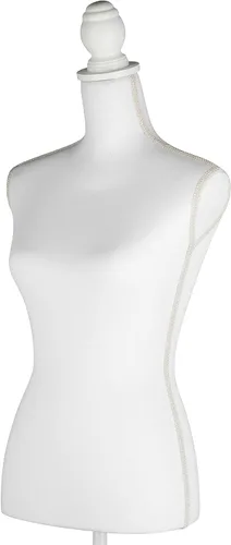 Vista 3 de Forma de vestido de cuerpo de torso de maniquí femenino blanco con soporte de trípode ajustable para exhibición de joyas de vestir