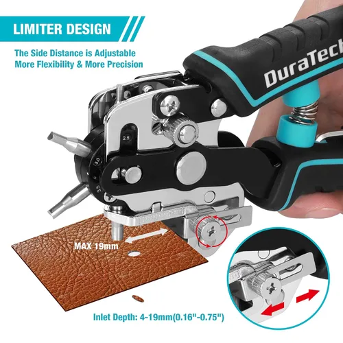 Vista 6 de DURATECH Perforadora de cuero, resistente con 6 agujeros sólidos para cinturones, correas de reloj, correas, collares de mascotas, sillones