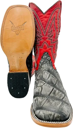 Vista 4 de Vaccari Levi - Botas vaqueras occidentales de cuero con estampado de cocodrilo genuino
