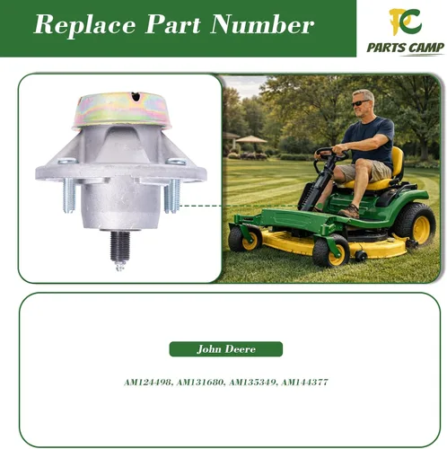 Vista 2 de Parts Camp Paquete de 3 montajes de husillo de plataforma de cortacésped AM144377 para John Deere X500 X300 Z425 LT133, reemplazo AM135349 AM131680