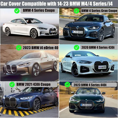 Vista 5 de Funda para Auto Compatible con BMW M4/4 Series/i4 eDrive/428i 430i 440i 2014-2024, 6 Capas 210T, Resistente al Viento, para Todo Clima, Impermeable