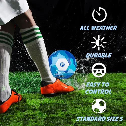 Vista 3 de PP PICADOR Balón de fútbol tamaño 5, pelota de fútbol tricolor para jóvenes y adultos, pelotas de fútbol para niños y niñas, para deportes