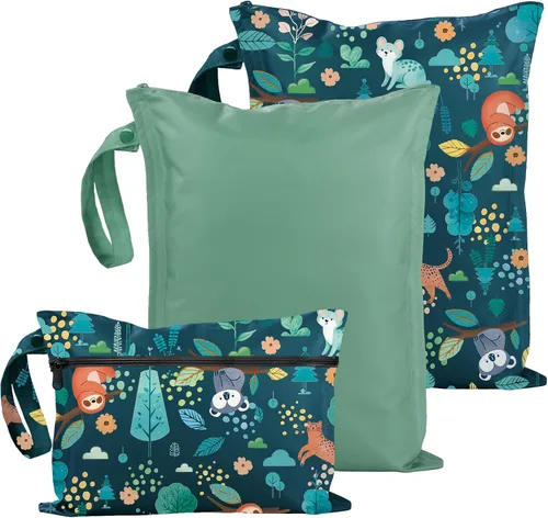 Vista 12 de RelaxScene Bolsa Húmeda para Traje de Baño - Pack de 2 Bolsas Impermeables Húmedas y Secas para Ropa - Bolsa de Pañales para Bebé - Bolsas