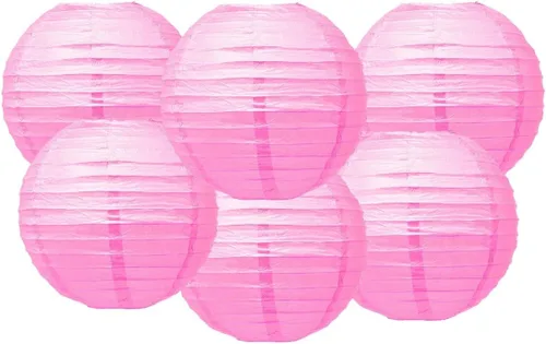 Vista 20 de Paquete de 6 linternas redondas de papel, decoración de boda y fiesta de cumpleaños (azul bebé, 4 pulgadas/3.9 in)