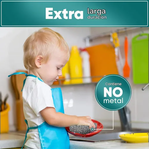 Vista 3 de Perfect Scour - Paquete de 2 esponjas para fregar para cocina, multiusos antiarañazos con poder de fregado resistente, limpiador suave y rápido