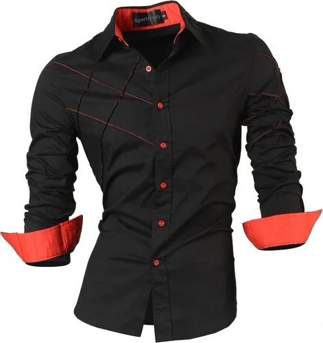 Vista 75 de JZS041, camisa de vestir de manga larga para hombre