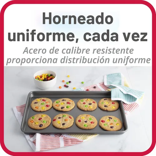 Vista 3 de GoodCook Everyday - Juego de 3 bandejas de acero al carbono antiadherentes para hornear, pequeñas de 13 x 9 pulgadas, medianas de 15 x 10 pulgadas