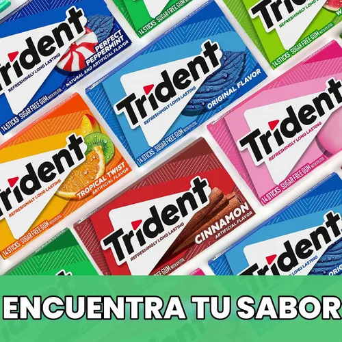 Vista 9 de Goma de mascar Trident Spearmint sin azúcar, 14 piezas