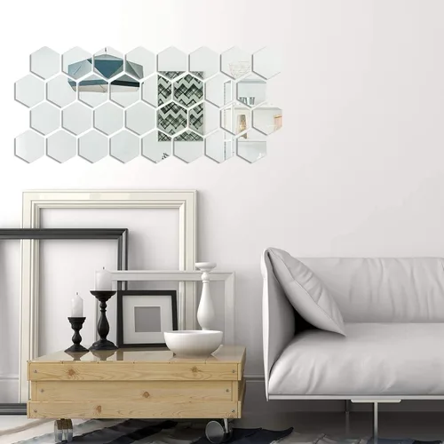 Vista 5 de 24 calcomanías de acrílico extraíbles para pared, para decoración del hogar, sala de estar, dormitorio (hexágono, 24 piezas)