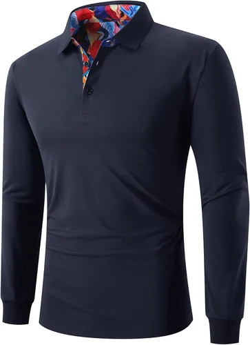 Vista 2 de SCODI Polo de manga larga para hombre casual polo de golf camiseta con cuello diario camiseta deportiva de tenis