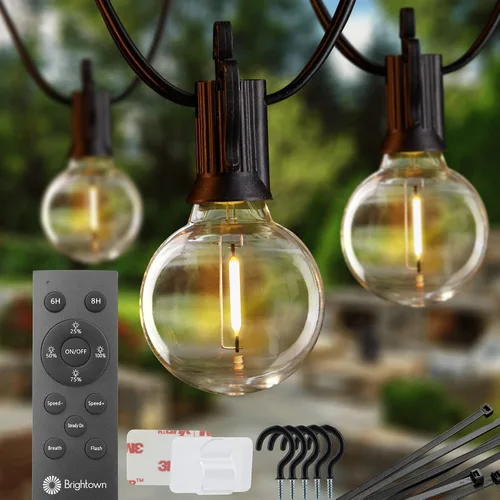 Vista 11 de Brightown Luces de Cadena Solares de 38 Pies para Exteriores con Control Remoto y 16 Bombillas LED Irrompibles, Regulables y con Temporizador, 3