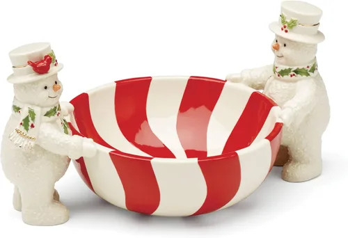 Vista 10 de Lenox 896362 Tarro de galletas de muñeco de nieve Happy Holly Days, decoración de Navidad y festividades