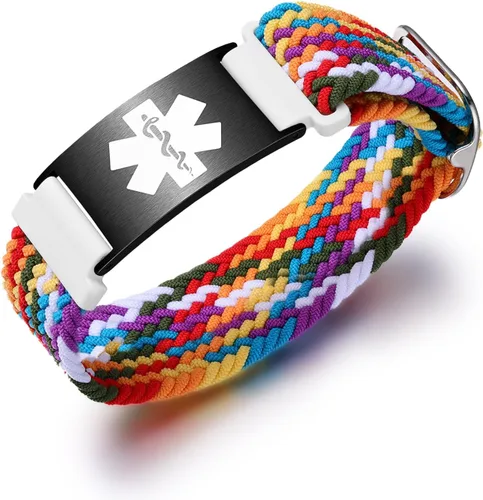 Vista 50 de Pulseras deportivas personalizadas de alerta médica para mujeres y hombres – Pulseras de identificación médica personalizadas con grabado gratuito