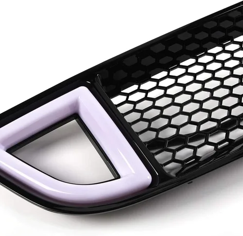 Vista 4 de PIT66 Rejilla superior de parachoques delantero con luces LED DRL de ventilación, compatible con Ford Mustang Honeycomb Mesh 2013-2014