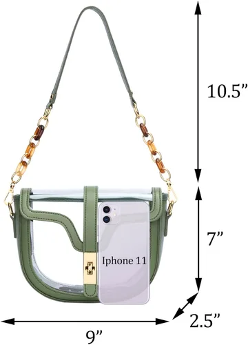 Vista 7 de KKXIU Bolso cruzado transparente para mujer, de piel vegana, aprobado para estadios, para concierto, al hombro, deportivo, bolso transparente