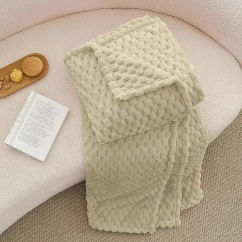 Vista 7 de BEDELITE Manta de forro polar para sofá y cama, manta decorativa de jacquard 3D de almendra, súper suave y acogedora, manta mullida cálida adecuada