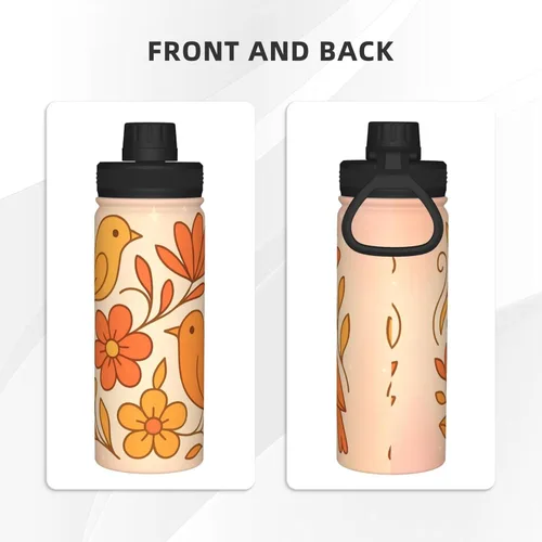 Vista 3 de Abstract flowers Printed Insulated Water Bottle, 18oz Stainless Steel Funny Travel Mug, Leakproof Hot & Cold for Sports, Gym, Hiking