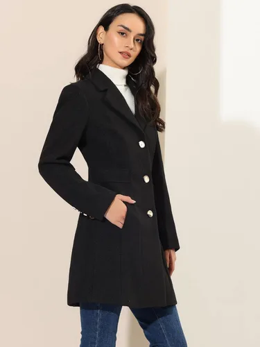 Vista 4 de Allegra K Abrigos de invierno con solapa y muesca para mujer Coffee
