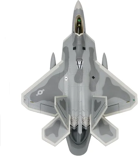 Vista 6 de F-22 Raptor Diecast Metal Plane 1/72 Escala, modelo de pantalla de caza gris
