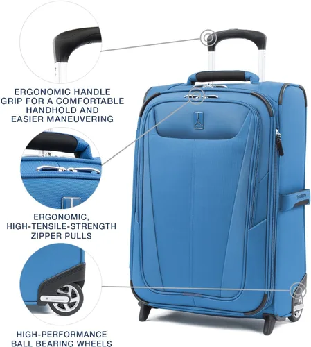 Vista 2 de Travelpro Maxlite 5 Softside - Equipaje vertical expandible de 2 ruedas, maleta ligera, para hombres y mujeres, Azul celeste