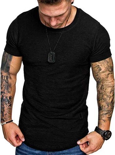 Vista 3 de Camiseta deportiva de algodón para hombre gimnasio y entrenamiento