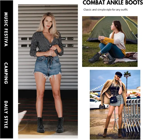 Vista 3 de Vepose - Botas de combate a la moda para mujer, altura al tobillo