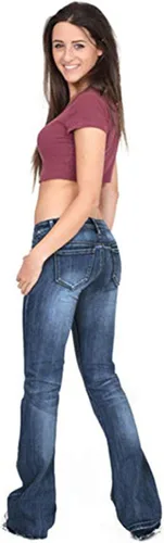 Vista 3 de Andongnywell - Pantalones vaqueros elásticos de cintura media para mujer con pierna ancha acampanada