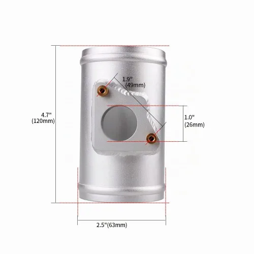 Vista 2 de BARTOO Base para medidor de flujo de aire MAF, montaje para sensor Toyota/Mazda/Subaru/Honda (2.5 pulgadas, 1) Aluminum Alloy, Improves Airflow &