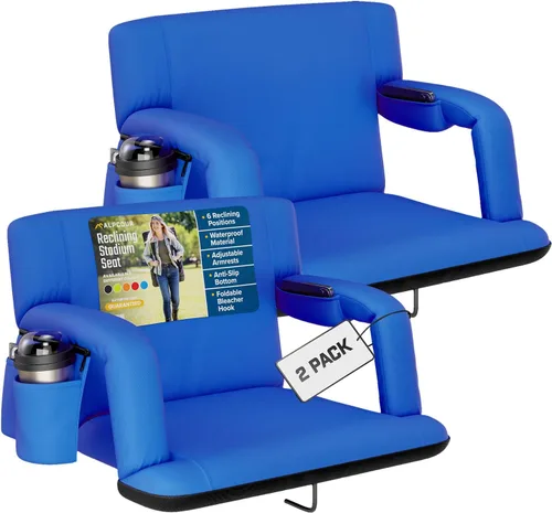Vista 19 de Alpcour Asiento plegable para estadio – Silla de apoyo para adultos amplios reclinables de lujo para adultos para blanqueadores – Mejor extra grueso