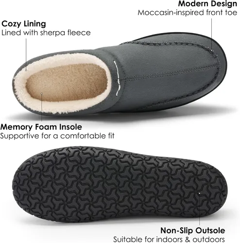 Vista 2 de DREAM PAIRS Men's Fuzzy Memory Foam Slip-on Moccasin Washable House Slippers, Cozy Warm Wool-Like Lining and Anti-Skid Rubber Sole for Indoor and