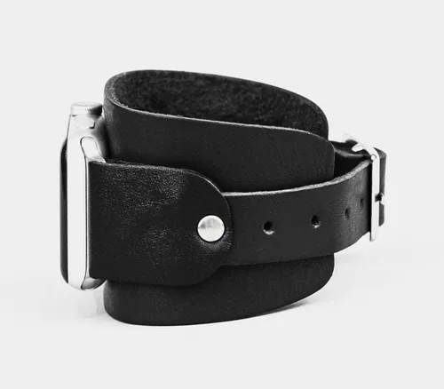 Vista 6 de Correa ancha de cuero compatible con Apple Watch de 1.496 in 1.575 in 1.614 in 1.654 in 1.732 in 1.772 in 1.811 in 1.929 in, hecho a mano UA 1540