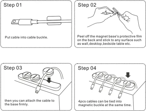 Vista 2 de Organizador magnético de cables, clips magnéticos para cables, organizador de clips de soporte de cables, gestión de cables de escritorio para todos
