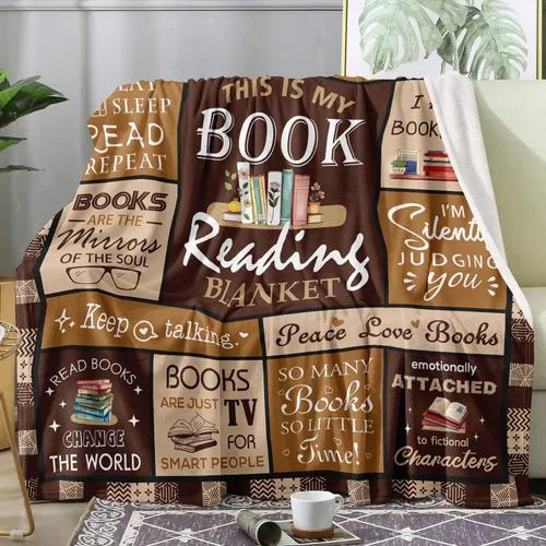 Vista 2 de Manta de regalo para amantes de los libros de 50 x 60 pulgadas, el mejor regalo para lectores, bibliotecario, manta de club de libros para ratones