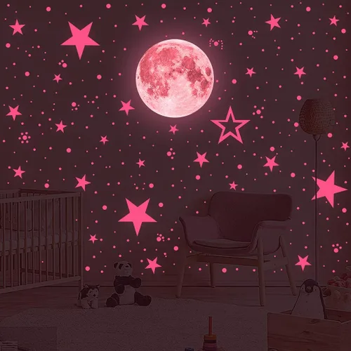 Vista 8 de 1049 piezas de estrellas y luna que brillan en la oscuridad para techo, pegatinas adhesivas decorativas para pared de habitación de niños, regalos