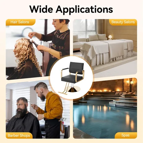 Vista 3 de Silla de peluquería, silla de peluquería ajustable para spa, silla de peluquería giratoria de 360°, silla de peluquería multifunción con reposapiés