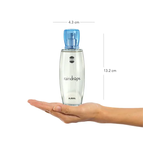Vista 5 de Ajmal Rain Drops Perfume – Perfume femenino con aroma fresco y floral con notas afrutadas, inspirado en la lluvia y la brisa del océano, Eau