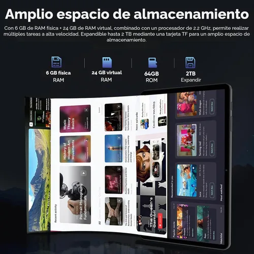 Vista 3 de EHFiDC 2026 Android 16 Tablet with Keyboard, 10.1 inch Tablets PC with Gemini AI, 30GB+64GB+2TB Expand, T7280 Octa-Core, 6000mAh Battery, 5MP+8MP