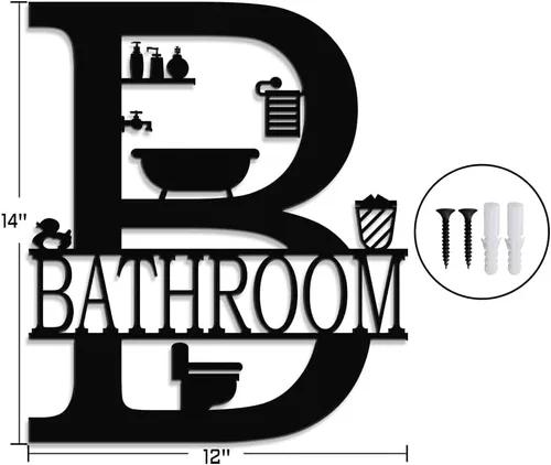 Vista 5 de XORT - Decoración de pared de baño de metal, arte de pared de baño de metal, divertido letrero de baño para decoración moderna para colgar