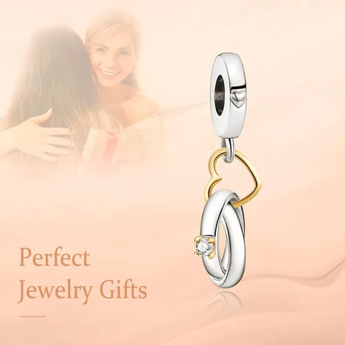 Vista 3 de H.ZHENYUE Colgante de plata esterlina S925 para pulsera, collar, amor, regalos para mujeres y niñas, Plata esterlina, Circonita Cúbica