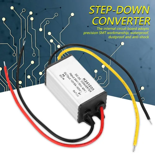 Vista 8 de Maxmartt Convertidor CC de 24 V a 12 V 5 A 60 W, convertidor de voltaje, adaptador de corriente CC impermeable, transformador resistente
