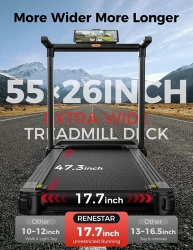 Vista 3 de Renestar Treadmill for Home with 25% Auto Incline 8.5MPH Max Speed, 300LBS Capacity, 3.5HP Home Office Treadmills for Running Jogging Walking