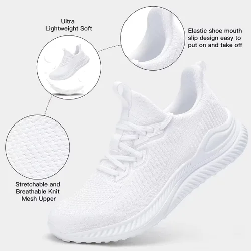 Vista 4 de Akk Zapatos deportivos para caminar para hombre, para correr, tenis para entrenamiento, atletismo, gimnasio, sin cordones, cómodos, transpirables