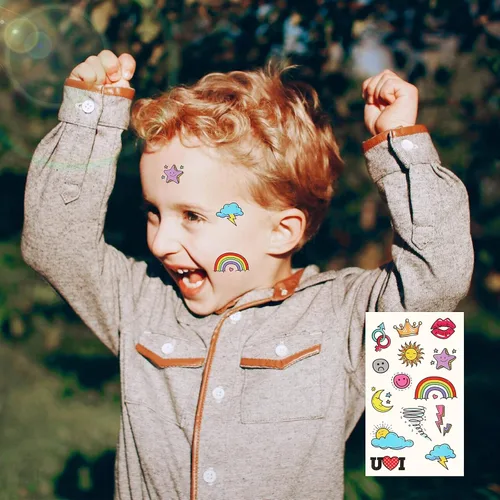Vista 5 de Metker Tatuajes temporales para niños – 90 hojas más de 1000 diseños Juguetes de tatuajes temporales impermeables para recuerdos de fiesta