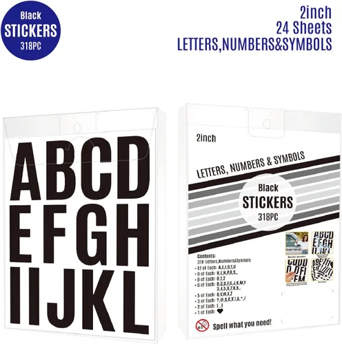 Vista 2 de 24 hojas de 5 cm de letras autoadhesivas en vinilo, letras mayúsculas adhesivas, pegatinas del alfabeto, número 318, letras autoadhesivas, pegatinas