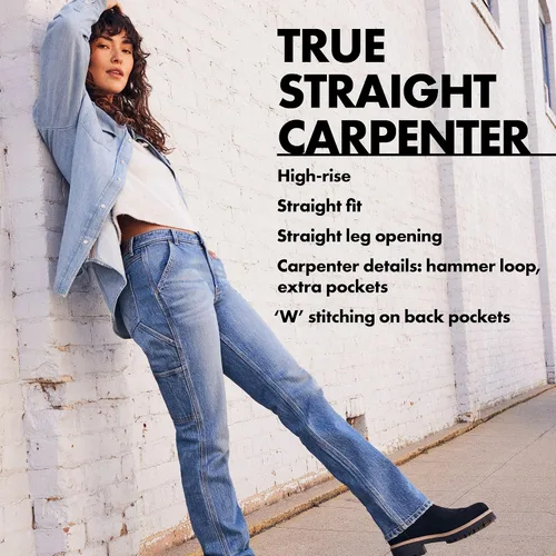 Vista 7 de Wrangler Jeans de carpintero de pierna recta de tiro alto para mujer