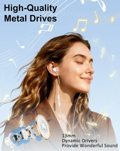 Vista 9 de Auriculares con cable, auriculares Jack de 0.138 in con cable, auriculares de Apple intrauditivos con micrófono Noise Cancelling Corded for 3.5mm