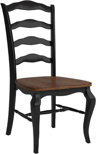Vista 5 de Homestyles - Juego de 2 sillas de comedor de estilo francés campestre negro