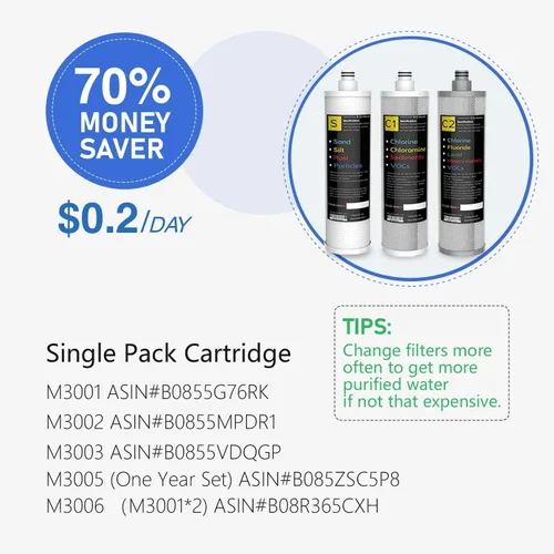 Vista 7 de Frizzlife Sistema de filtro de agua para debajo del fregadero, certificado NSF/ANSI 53 y 42 y 372, filtración de agua de 8 capas de 0.5 micrones que