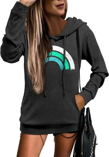 Vista 2 de MODARANI - Sudadera con capucha para mujer, estilo casual, con bolsillos tipo canguro, estampado floral, teñido anudado