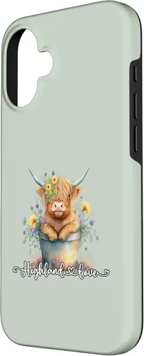 Vista 2 de Lindo bebé Highland vaca ternero amor primavera pastel novedad caso para iPhone 16